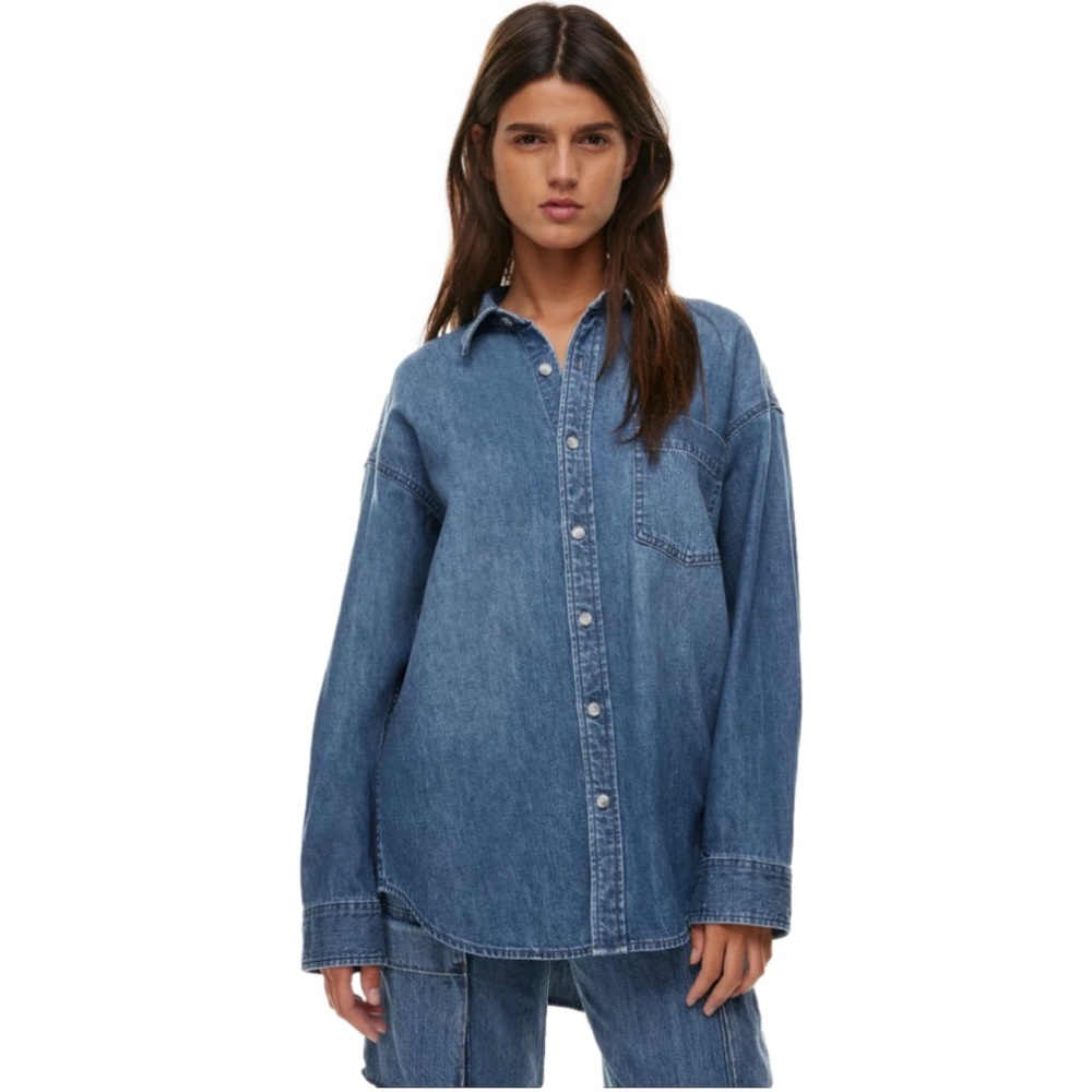 Denim Forum The 80's Comfy Denim Shirt Button Down Collar Shirt - Extra Small - Picture 12 of 16